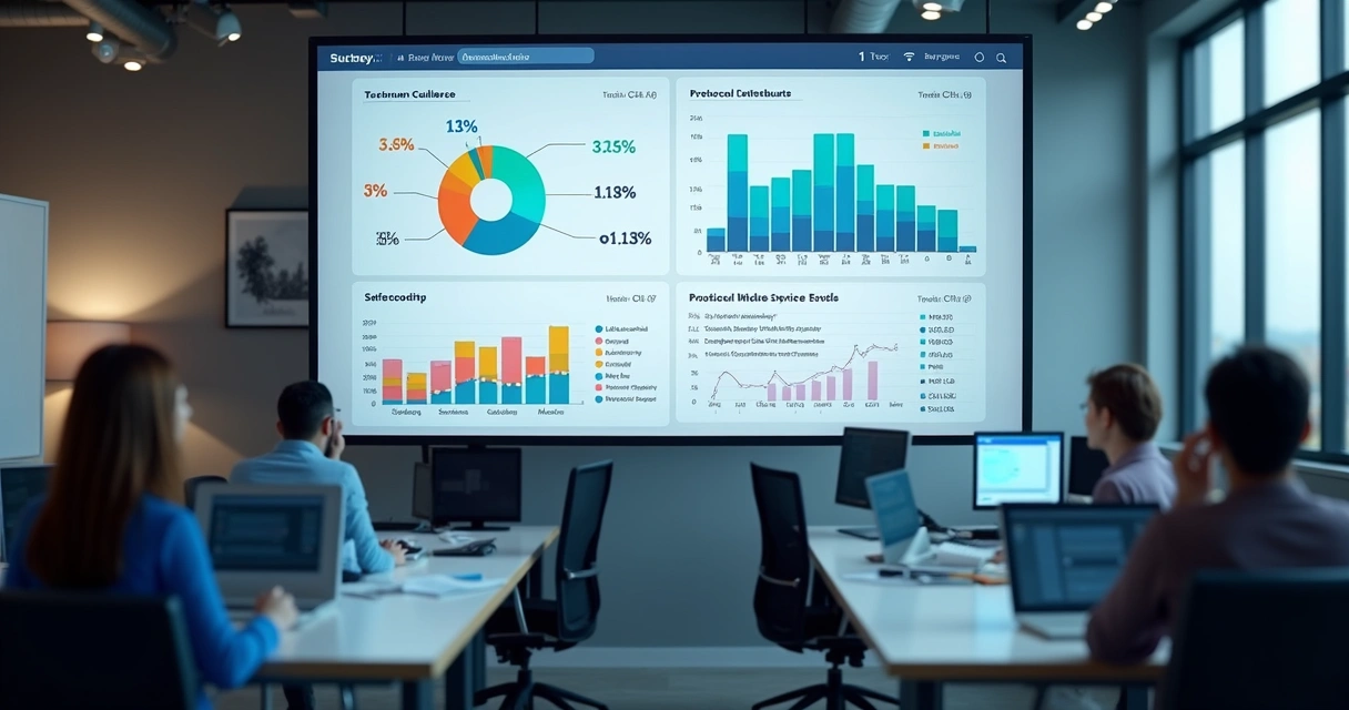Dashboard de atendimento digital condominial com indicadores visuais claros 