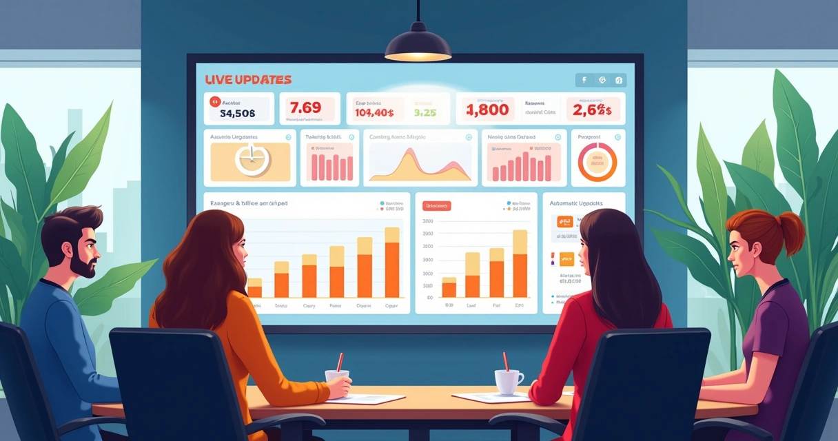 Dashboard de franquia de alimentação atualizado em tela grande. 