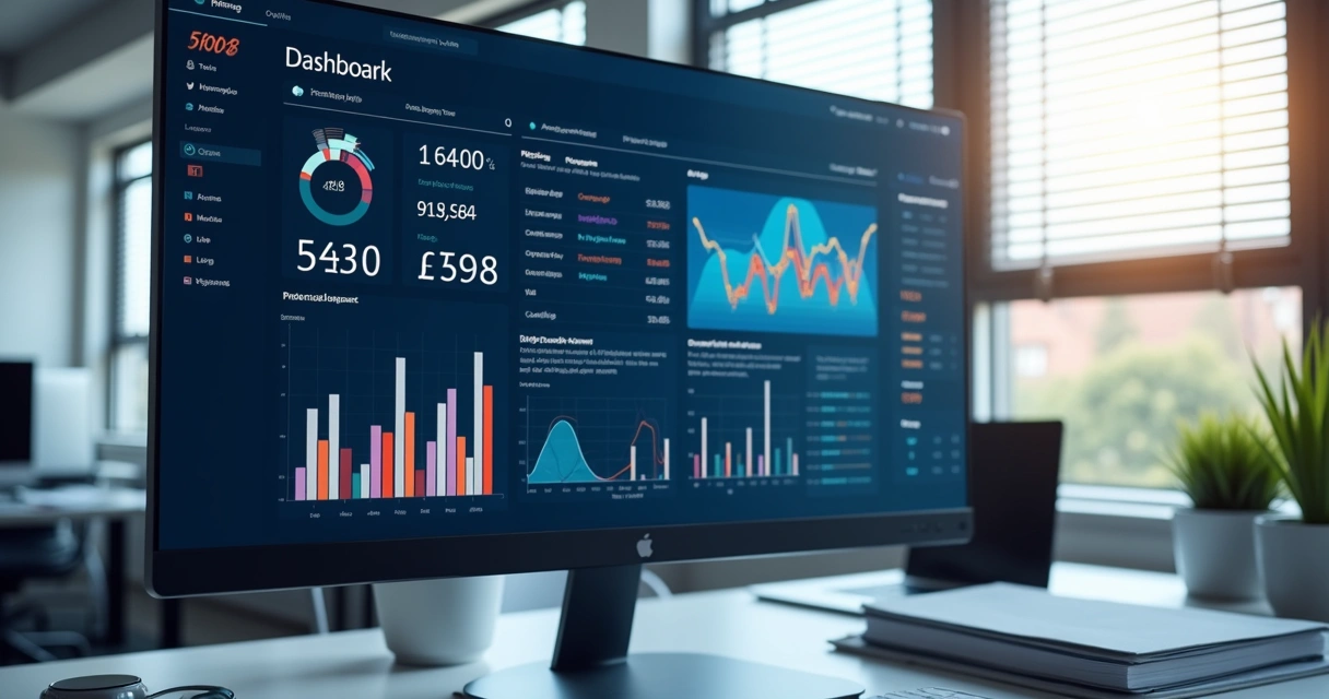 Dashboard digital de automação contábil com gráficos 