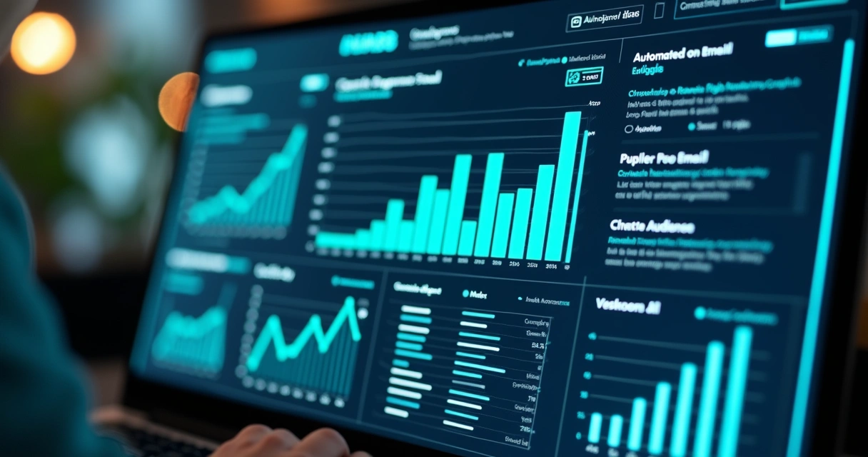 Dashboard de automação de marketing com dados de engajamento digital 