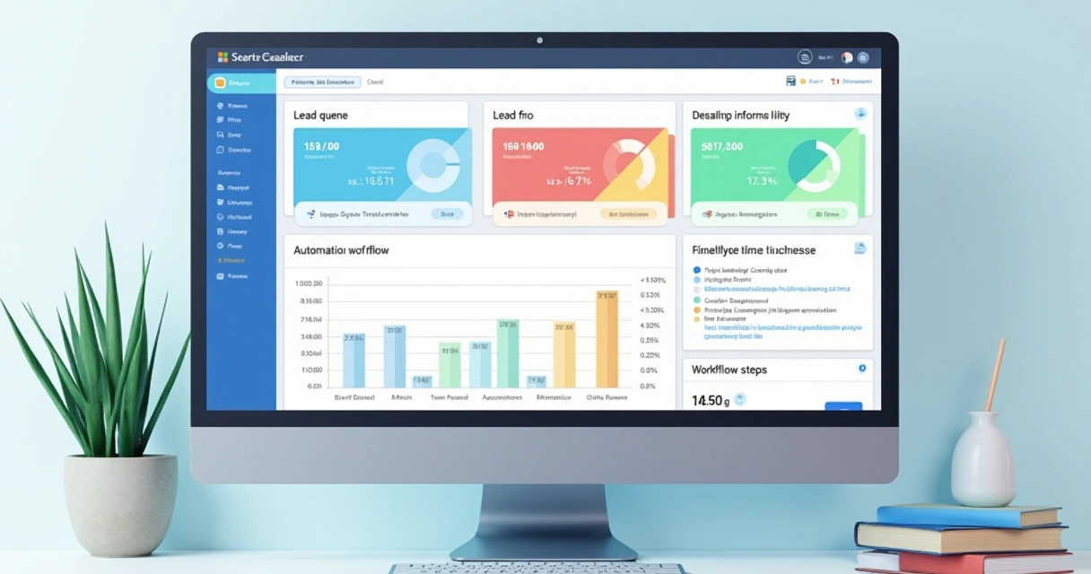 Dashboard digital apresentando métricas e scores de leads 