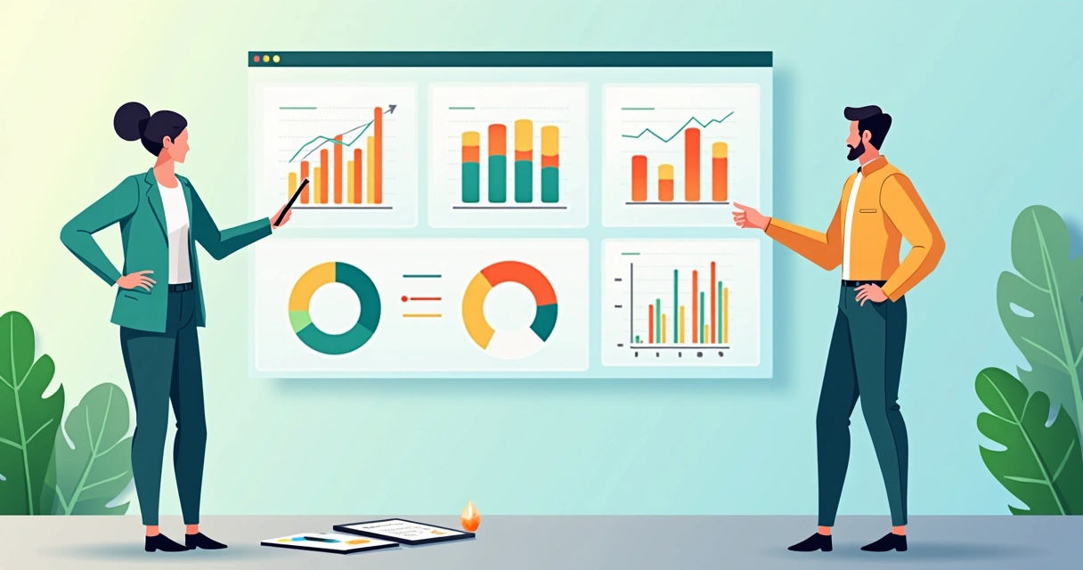 Dashboard digital mostrando KPIs de agência digital em múltiplos gráficos 