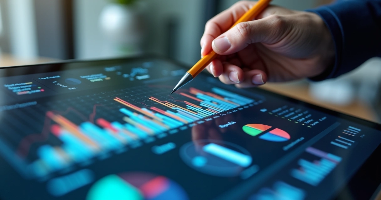 Dashboard digital destacando análise de dados empresariais