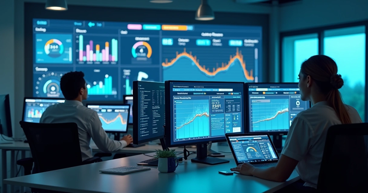 Dashboard digital mostrando indicadores de saúde e bem-estar em ambiente de trabalho 