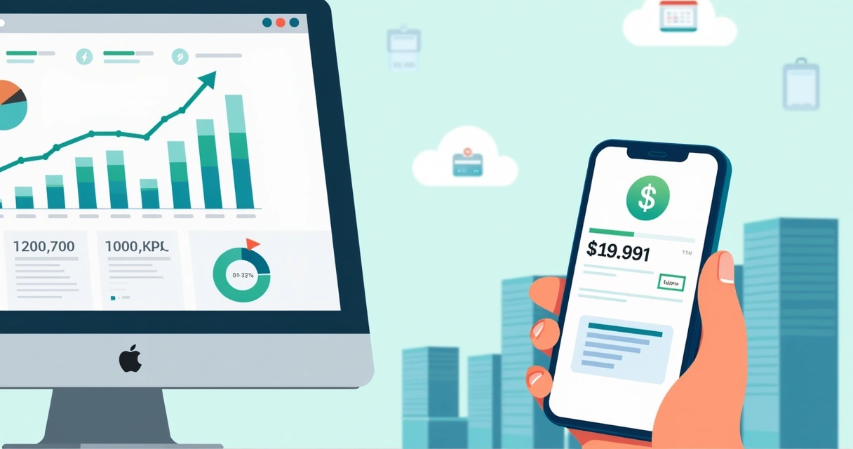 Painel de controle de billing SaaS com gráficos de receitas e retenção 