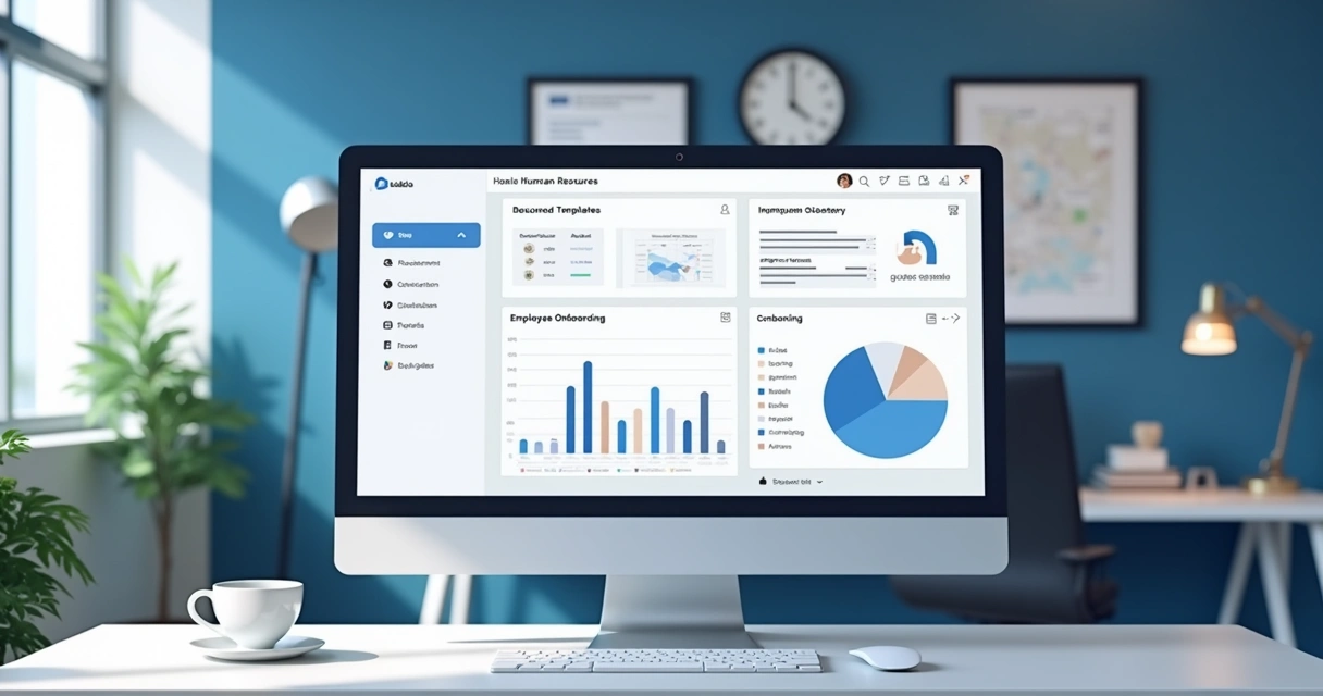 Tela de dashboard de RH construído no Bubble.io, com gráficos e formulários 