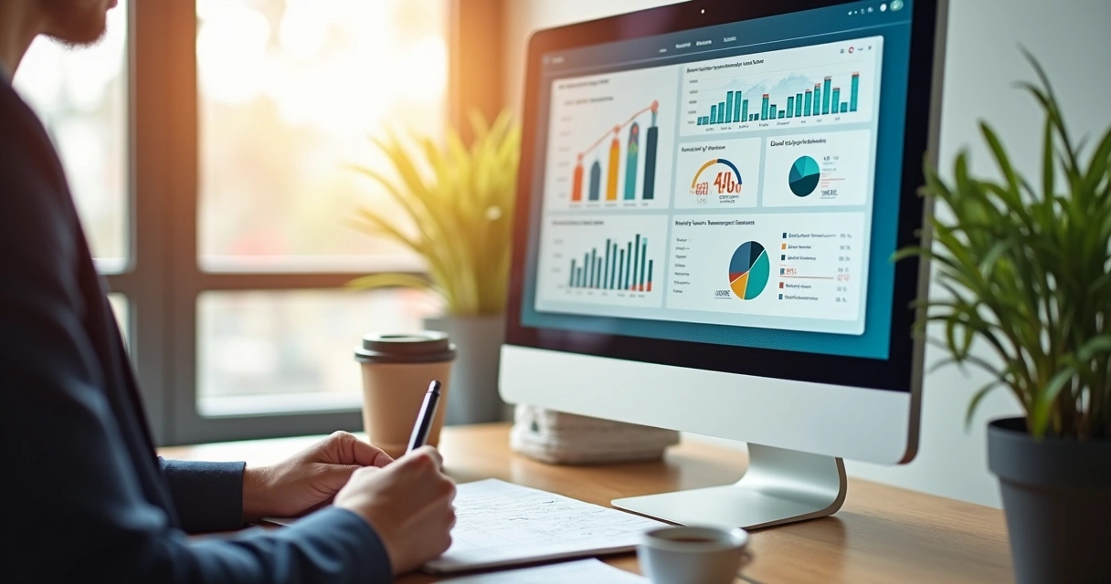 Dashboard de business intelligence com métricas de vendas e estoque. 