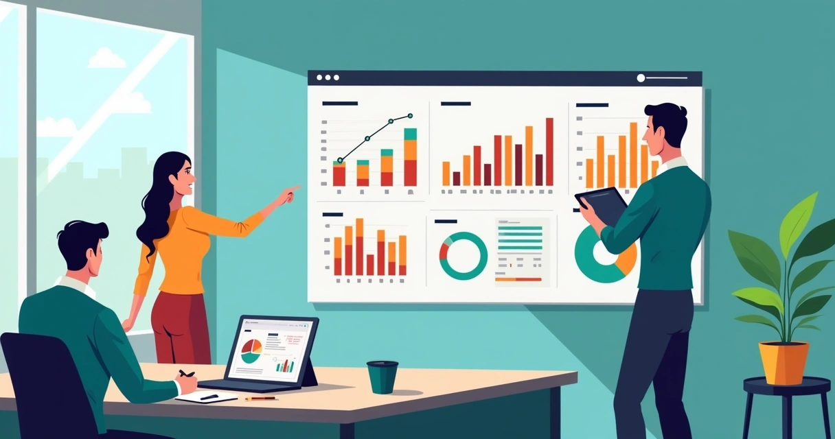 Tela de dashboard financeiro com gráficos coloridos e indicadores de caixa. 