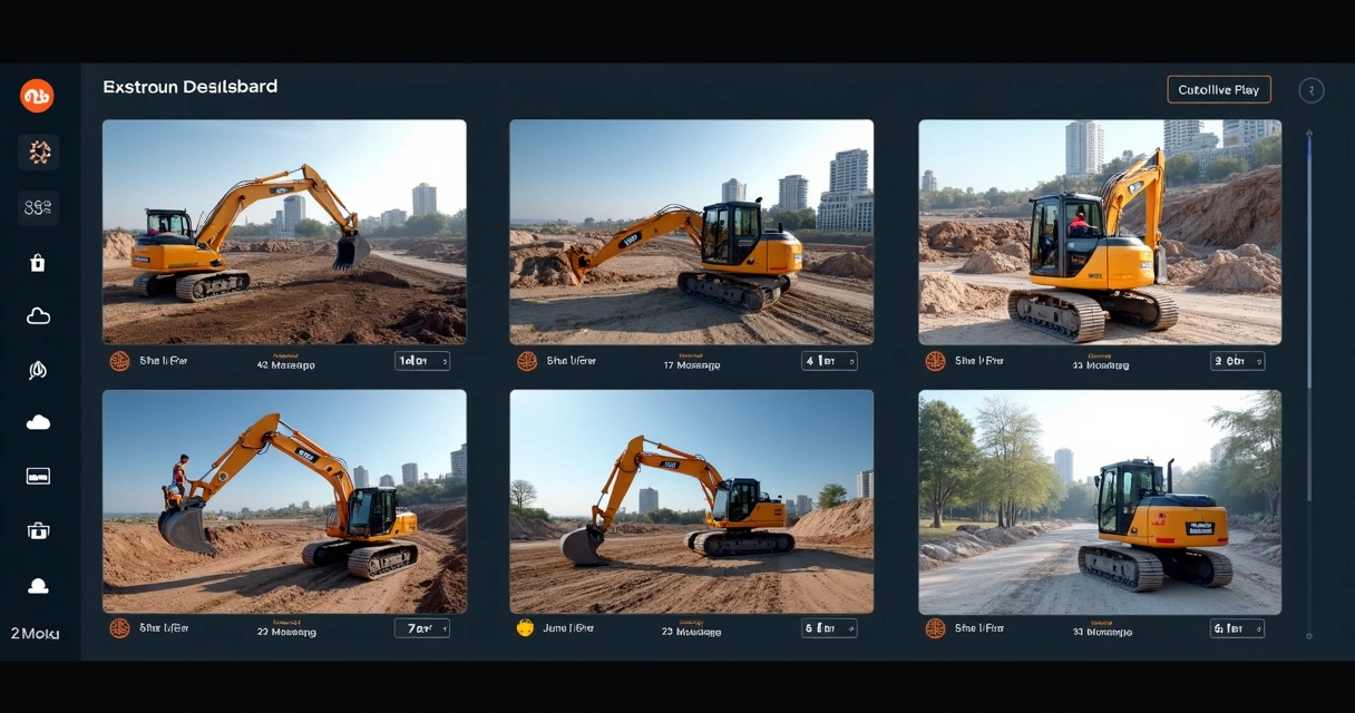 Dashboard plataforma Sentric com imagens em tempo real de diversas obras