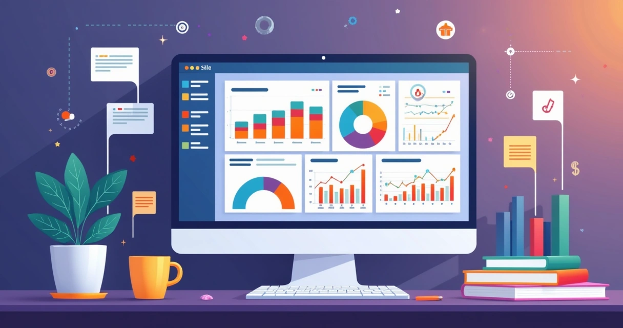 Dashboard com gráficos de performance de canais de venda e parceiros 
