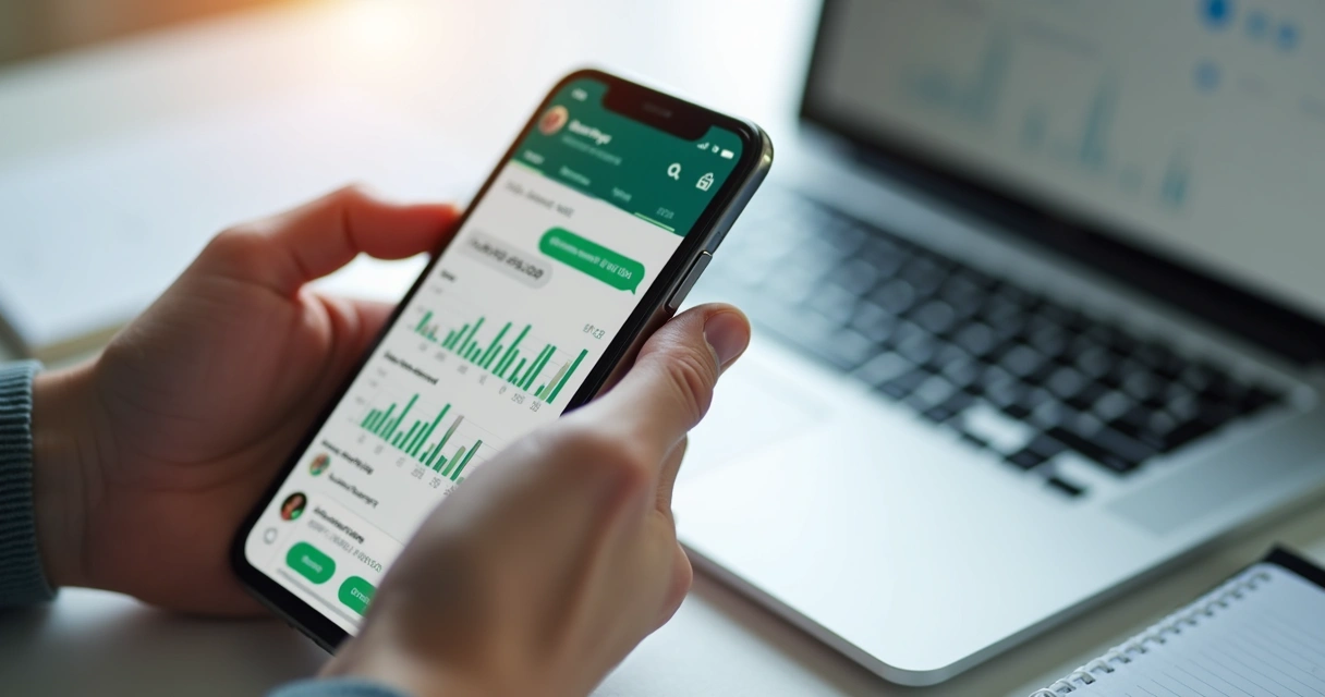Pessoa usando dashboard no WhatsApp pelo celular
