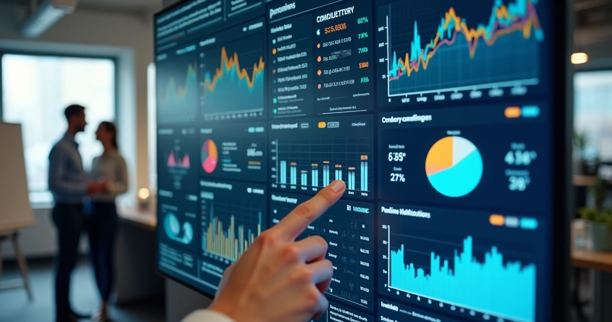 Business dashboard showing centralized metrics and unified data sources 