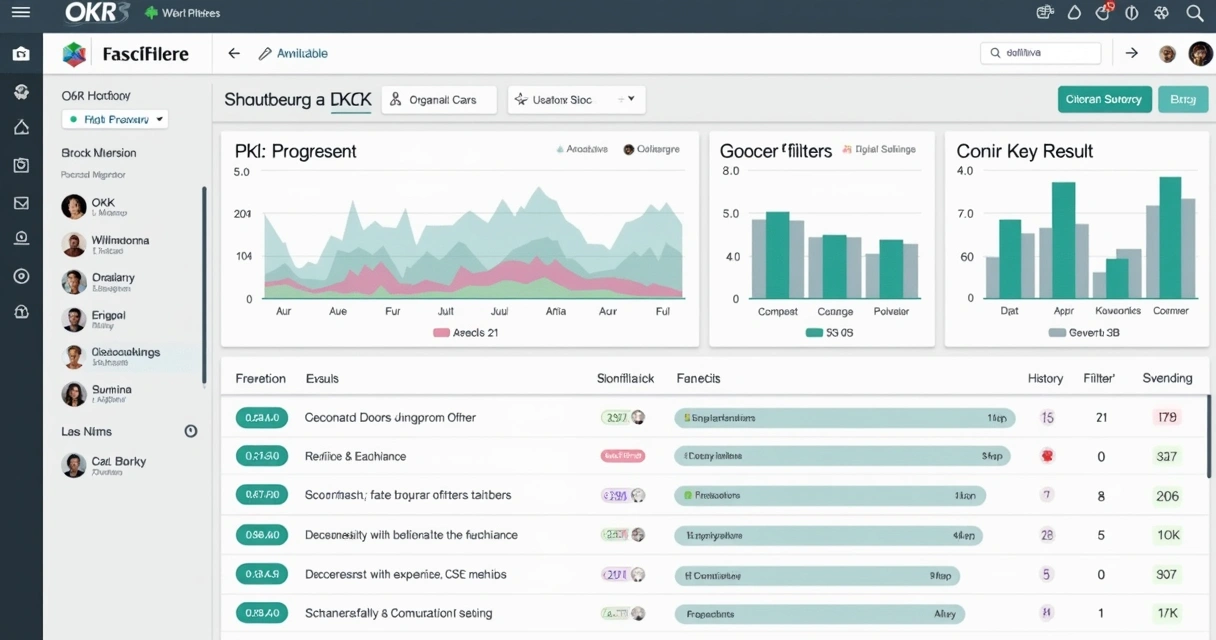 Dashboard mostrando histórico de PDCA por KR 