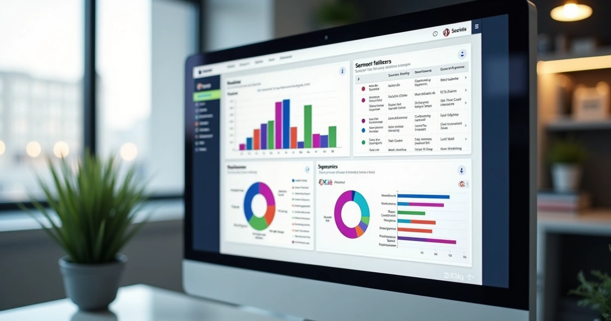 Tela de dashboard com filtros de segmento mostrando resultados para diferentes áreas empresariais 