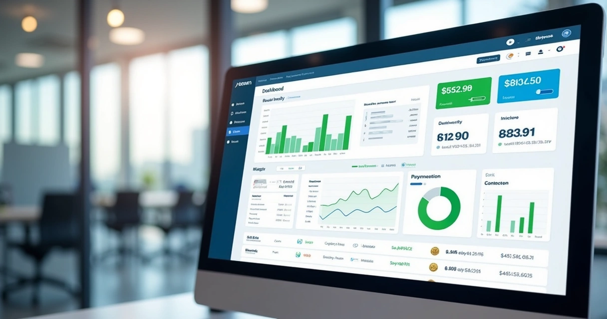 Dashboard digital mostrando cobranças e status dos pagamentos 