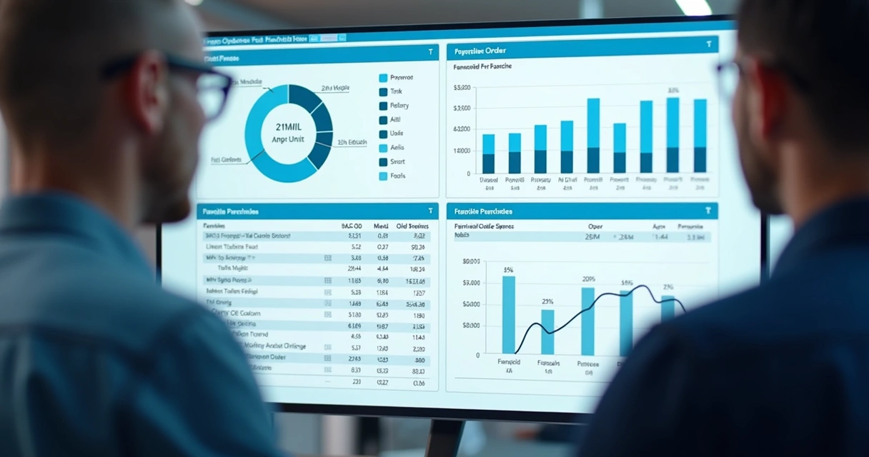 Painel digital exibindo gráfico de pedidos coletivos consolidados 