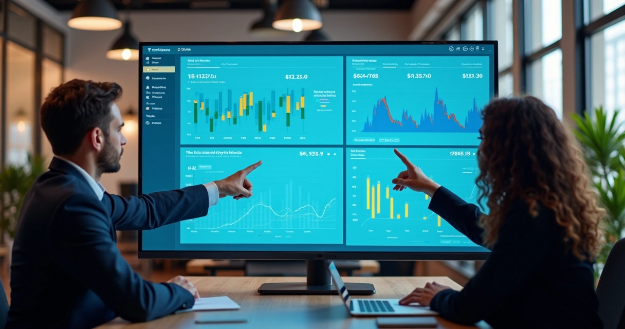 Dashboard comercial de vendas exibindo métricas em painel digital 