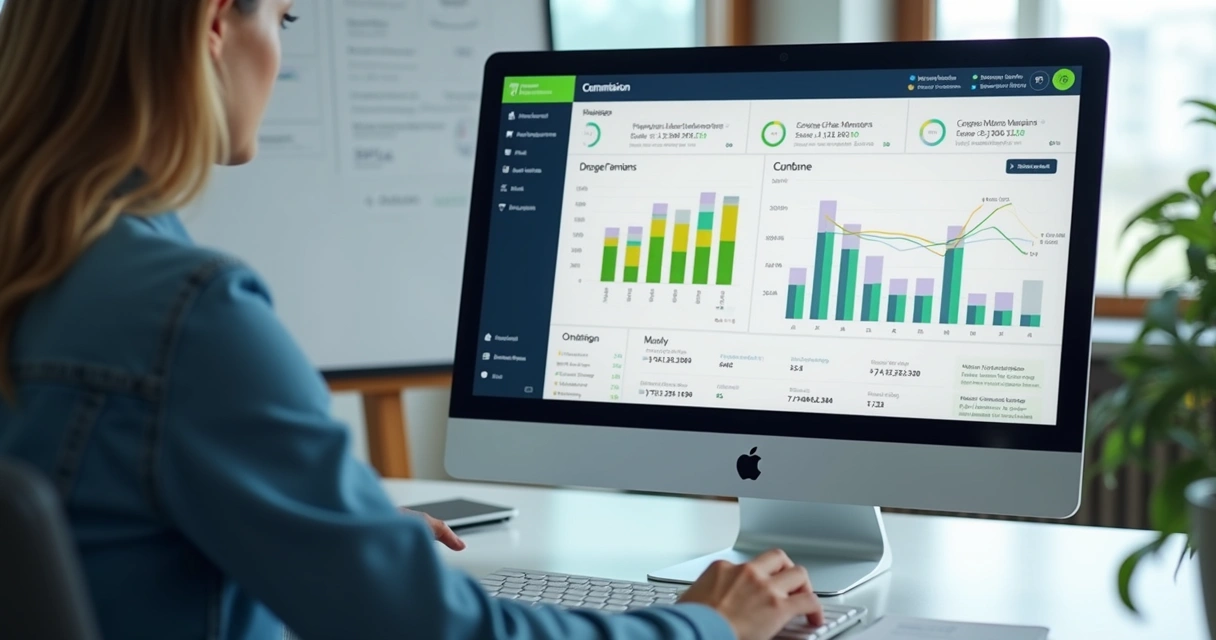 Dashboard automatizado exibindo comissões e indicadores 