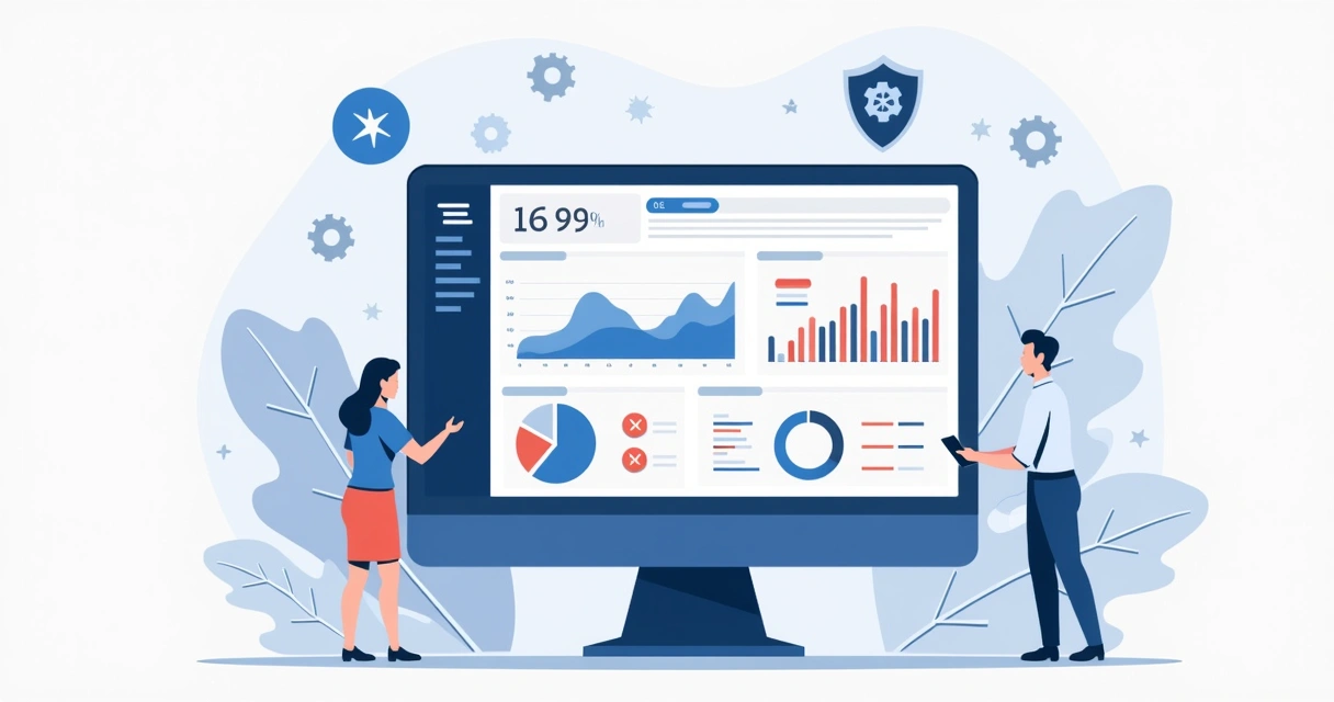 Dashboard financeiro de comissões para parceiro contador, tela de computador mostrando gráficos e números 