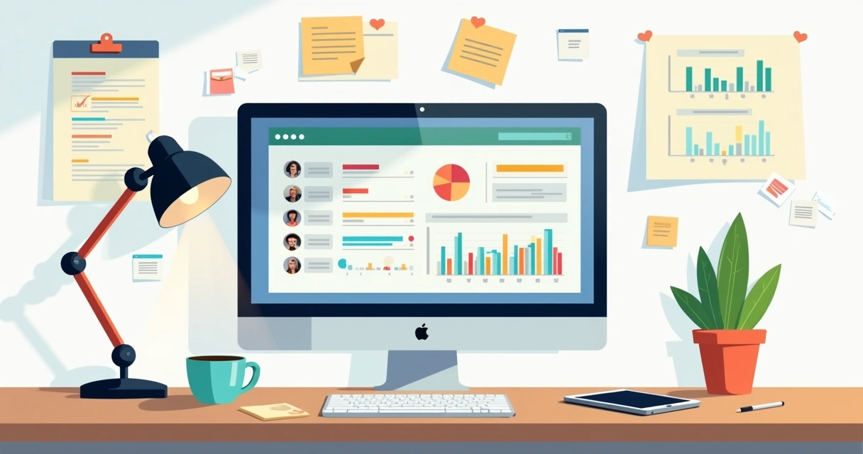 Dashboard de comunicação do projeto com gráficos em tela de computador 