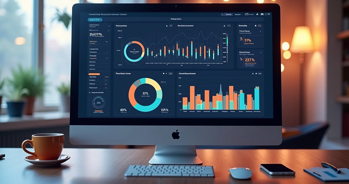 Dashboard financeiro com gráficos e indicadores de conciliação 