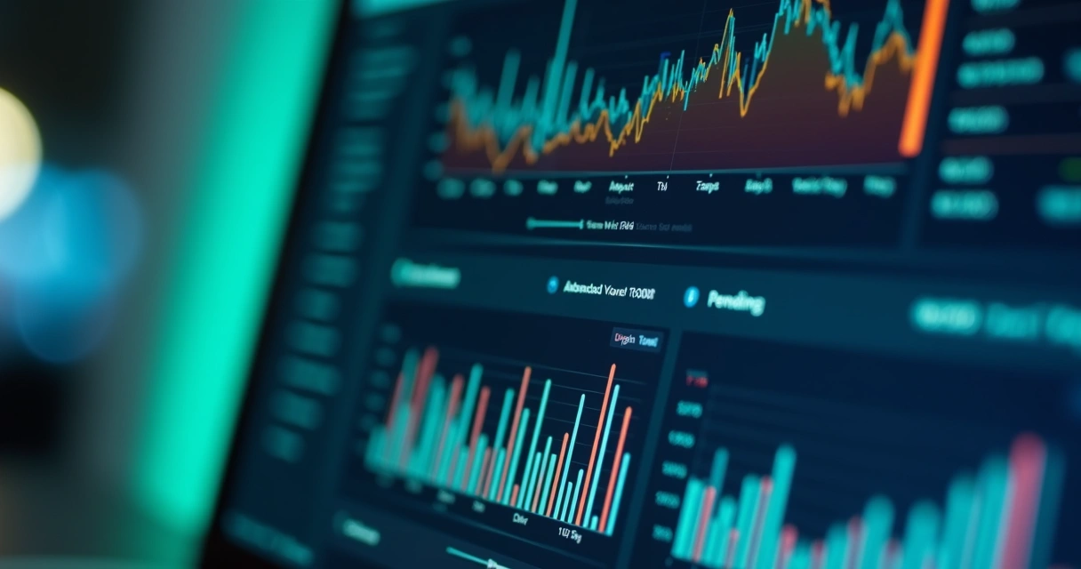 Tela de dashboard digital com gráficos de conciliação bancária automatizada 