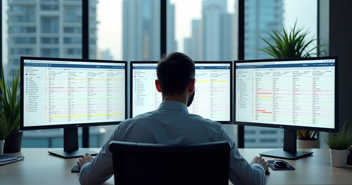 Painel digital com vários condomínios organizados em colunas.