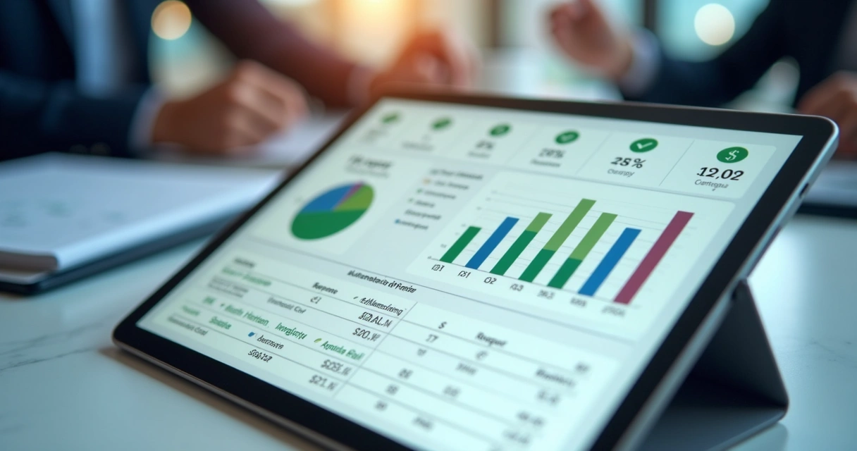 Dashboard de consultoria financeira digital com gráficos e contas integradas 