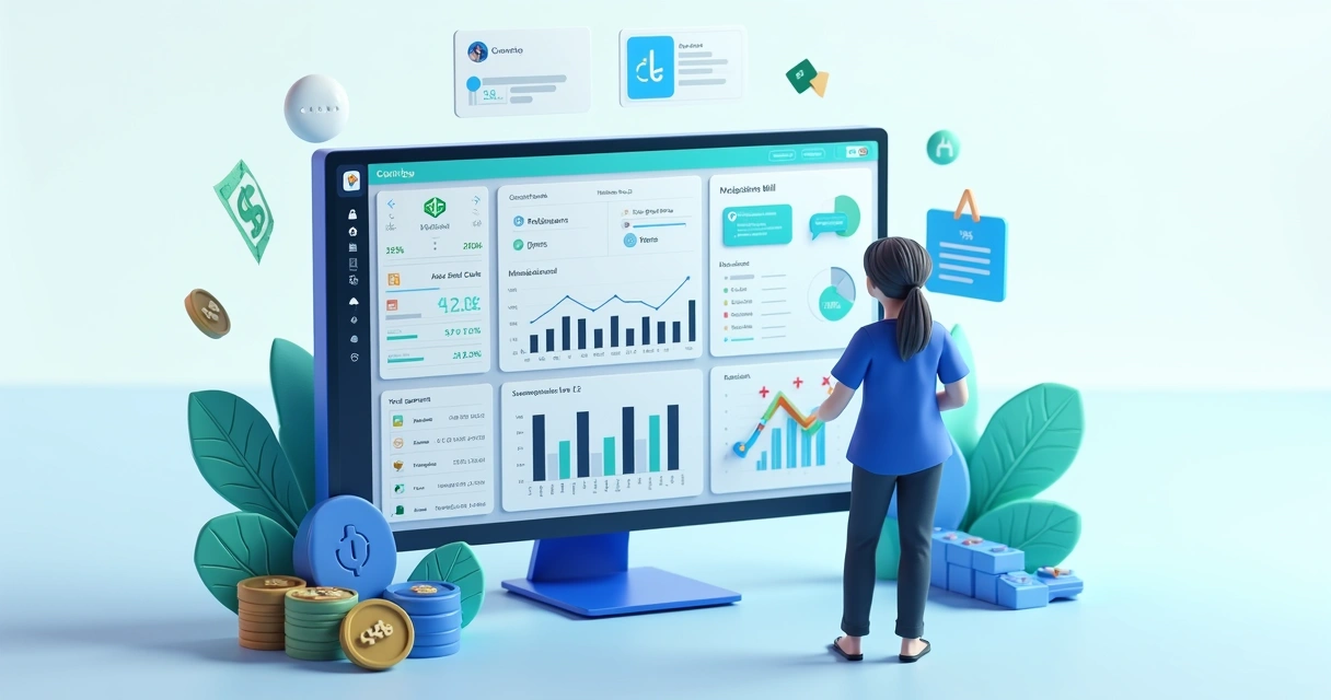 Dashboard moderno de consultoria financeira digital 