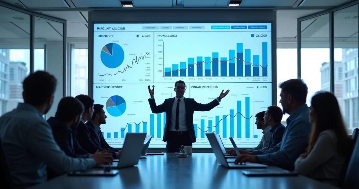 Dashboard digital de contabilidade em tela grande, gráficos e indicadores, ambiente de escritório moderno 