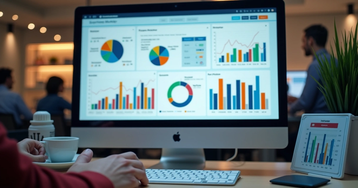 Dashboard contábil moderno exibindo dados e gráficos 