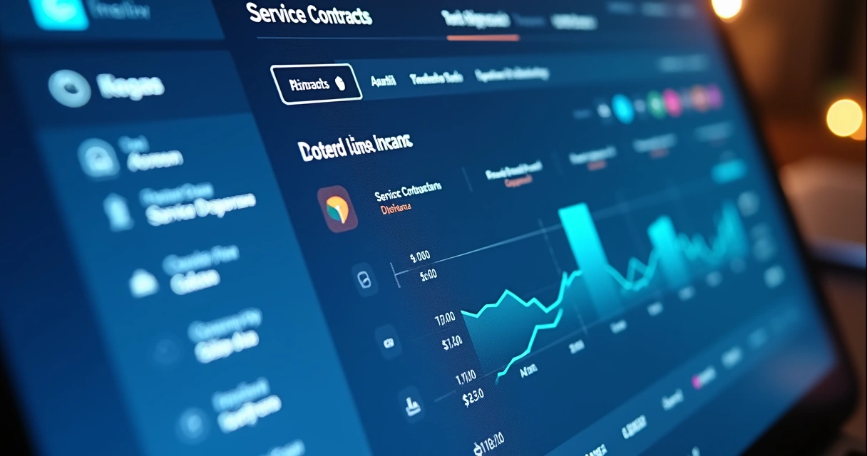 Painel de contratos e valores a receber em ERP 