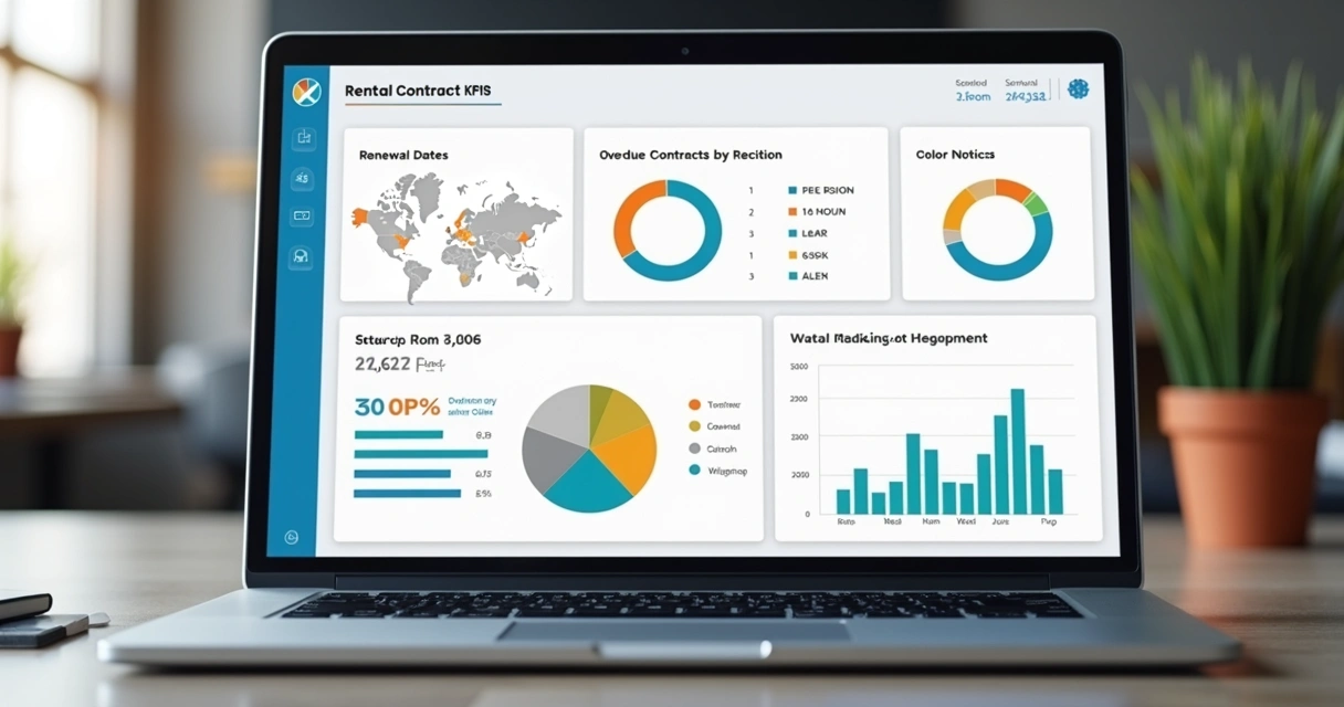 Dashboard digital com indicadores de contratos imobiliários