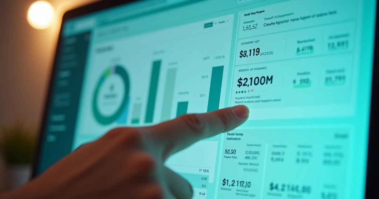 Dashboard colorido de software de gestão de aluguel mostrando indicadores de inadimplência e fluxo de caixa 