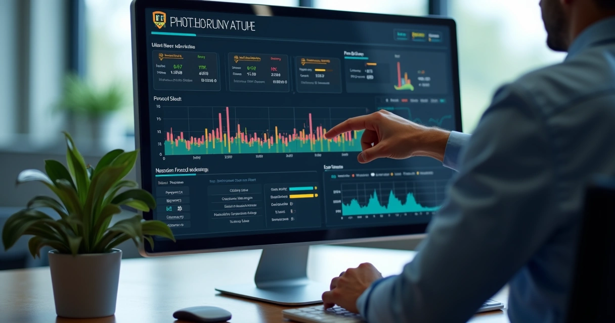 Dashboard de plataforma digital mostrando painel de controle de desvios 