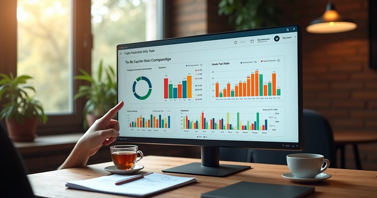 Dashboard de controle fiscal para pequenas empresas com gráficos coloridos 