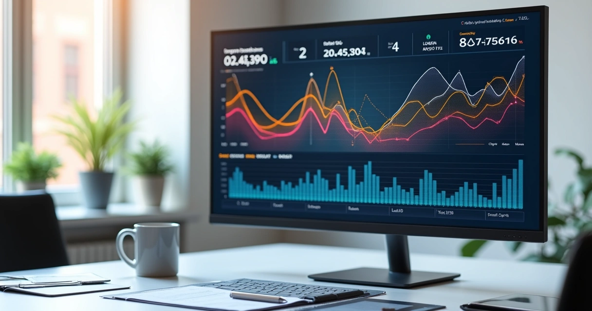 Dashboard moderno com gráficos de LTV em tela de computador 