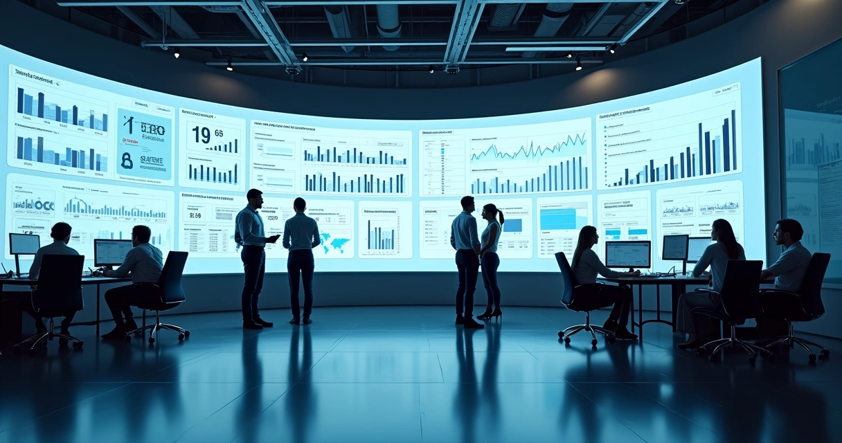 Dashboard com gráficos de vendas, financeiro e estoque interligados 