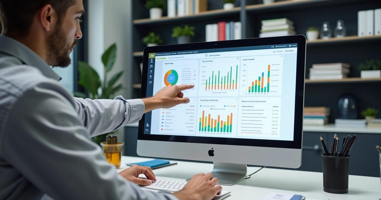 Dashboard de controle de ponto em tela de computador 