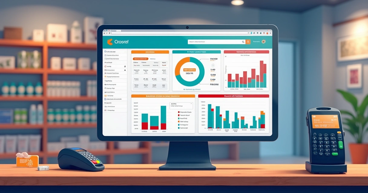Tela de dashboard de vendas e estoque em software na loja