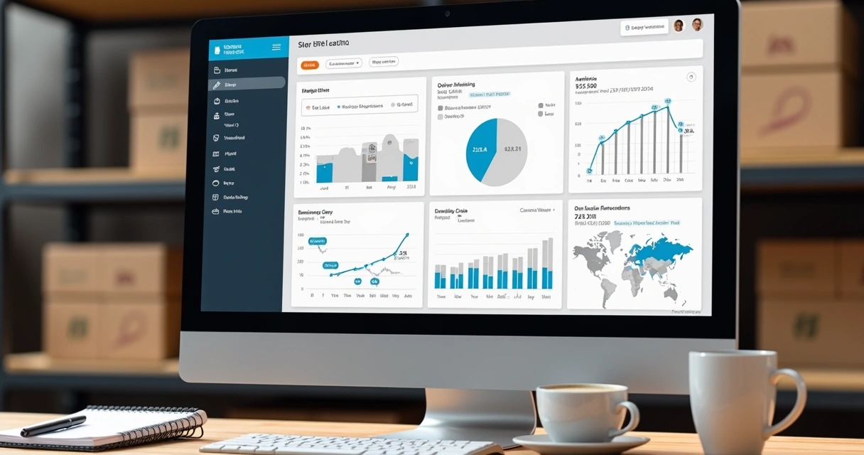 Tela de dashboard de vendas em marketplace e gráfico de pedidos 