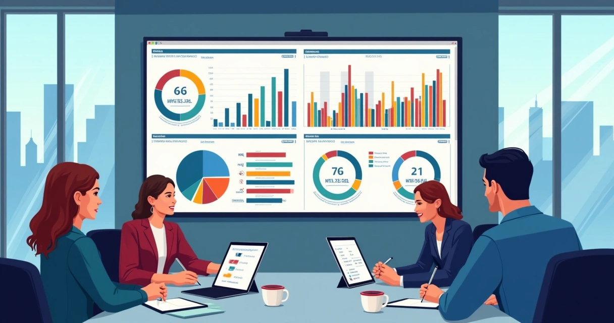 Dashboard corporativo Power BI exibido em escritório 