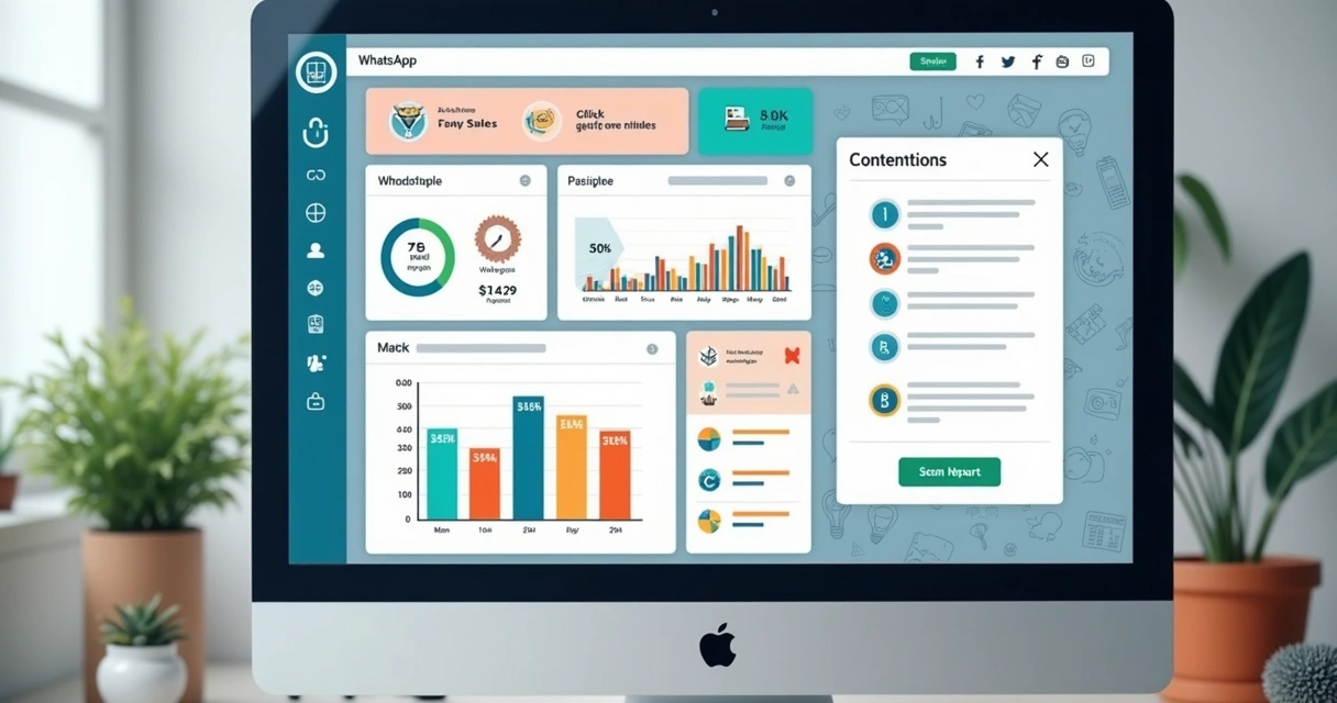 Dashboard mostrando crescimento de blog automático com gráficos coloridos 