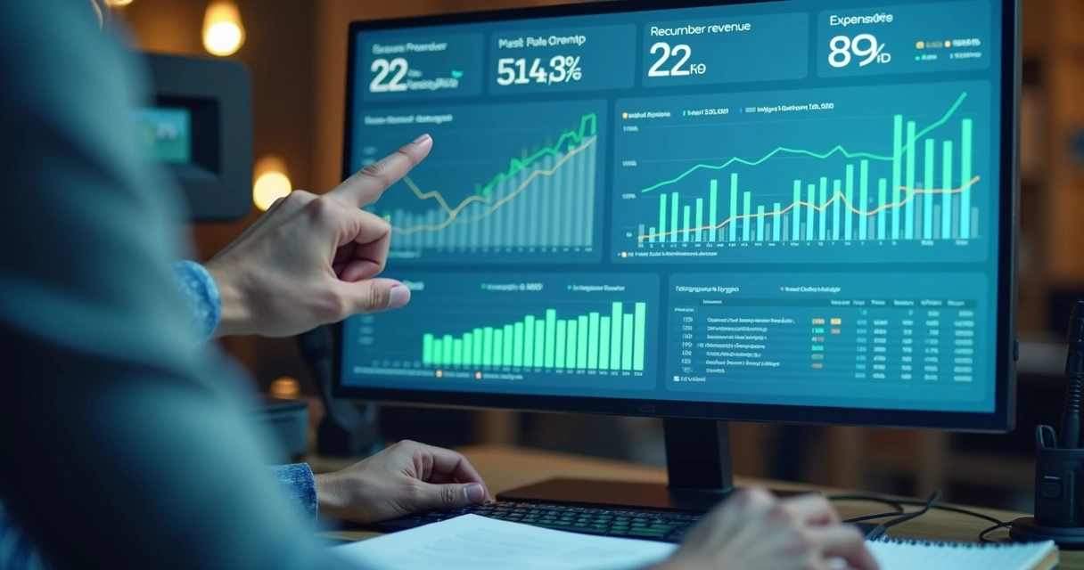 Dashboard financeiro com projeção de caixa e crescimento 