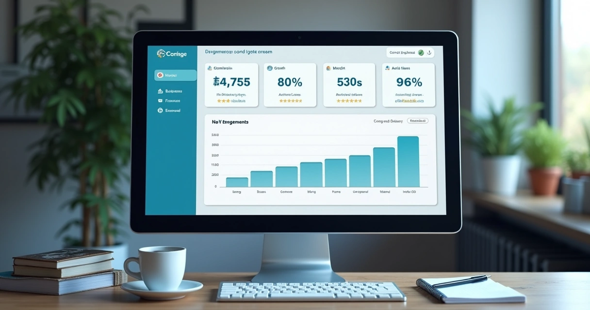 Dashboard mostrando crescimento do SaaS 