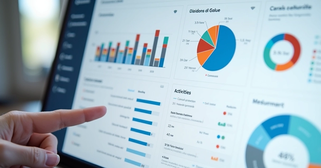 Painel de CRM mostrando análise de vendas e contatos organizados