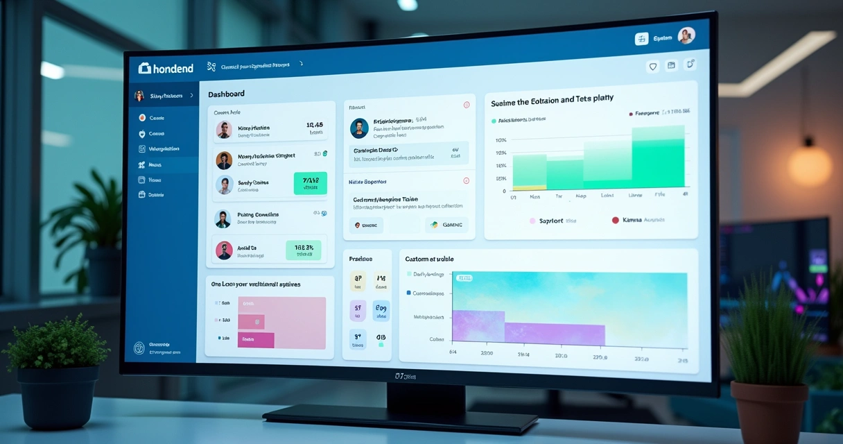 Dashboard de CRM mostrando contatos, negociações e tarefas de atendimento. 