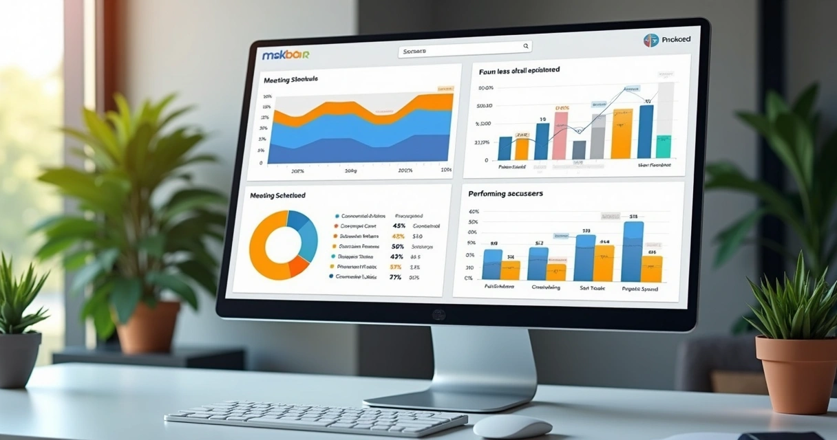 Dashboard do CRM exibindo dados de vendas e gráficos coloridos 