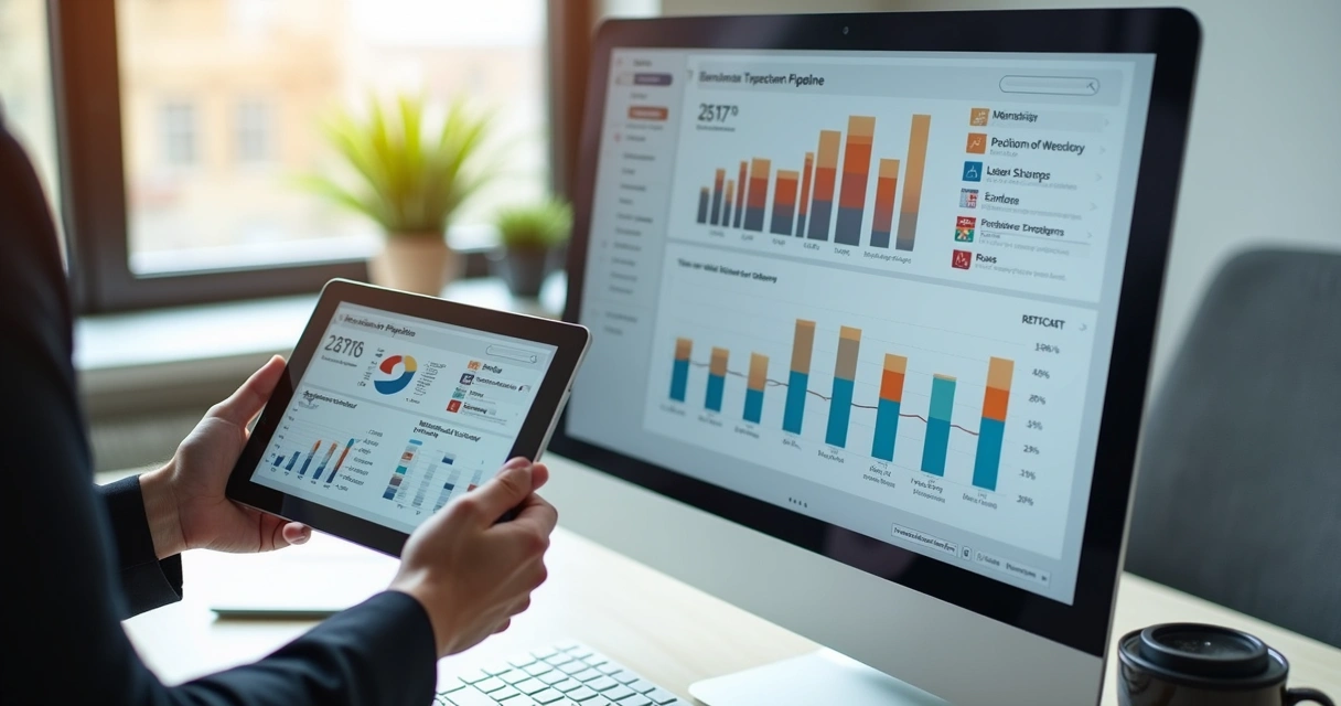 Dashboard CRM exibindo dados de negócios e evolução de vendas 
