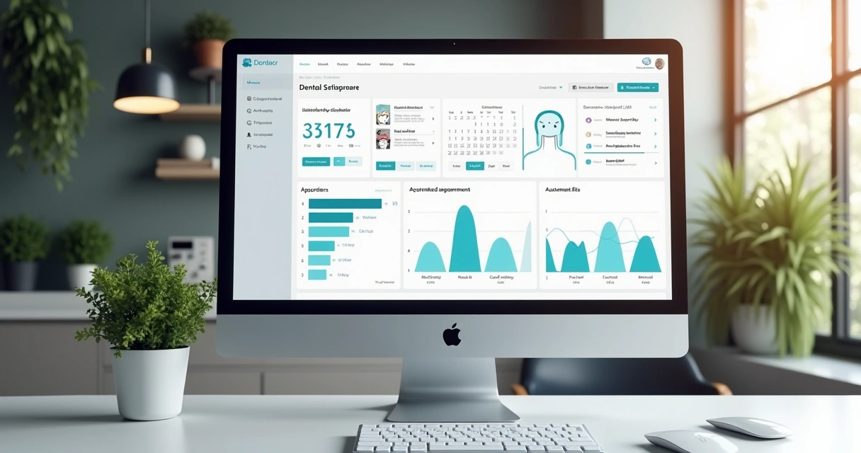 Dashboard de CRM odontológico moderno com gráficos e agenda 